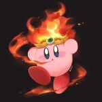  black_background blue_eyes blush_stickers breathing_fire cf217 dot_mouth fire headpiece kirby kirby_(series) no_humans signature simple_background solo solo_focus 
