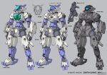  30_minutes_missions dated ebikawa_kanetake eexm-s01u_forestieri grey_background gun mecha official_art open_hands science_fiction standing variations visor weapon 
