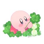  blue_eyes blush_stickers cf217 clover dot_mouth four-leaf_clover kirby kirby_(series) no_humans signature simple_background solo solo_focus white_background 