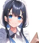  1girl bangs black_hair blue_eyes blush character_request closed_mouth copyright_request eyebrows_visible_through_hair hair_ornament hairclip highres kisaragi_yuri long_hair looking_at_viewer low_twintails maid maid_headdress official_art smile solo twintails 