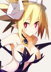  1girl absurdres bare_shoulders blonde_hair blush breasts disgaea disgaea_rpg eyebrows_visible_through_hair highres horns la_pucelle large_breasts makai_senki_disgaea_2 nanozenzen official_alternate_costume pointy_ears red_eyes revealing_clothes rozalin slit_pupils upper_body 