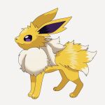  animal_focus closed_mouth commentary_request dedenne_nimphia fluffy from_side jolteon no_humans pokemon pokemon_(creature) smile solo standing violet_eyes yellow_fur 