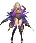  1girl ahoge alternate_costume bangs blonde_hair blush boots breasts brown_eyes cape closed_mouth covered_navel detached_sleeves fire_emblem fire_emblem_fates fire_emblem_heroes flower full_body gesoking gradient gradient_clothes hair_ornament hand_up highres leotard lips long_hair looking_at_viewer medium_breasts non-web_source official_art ophelia_(fire_emblem) shiny shiny_hair shiny_skin smile solo standing thigh-highs thigh_boots thighs thorns toeless_footwear toes transparent_background 