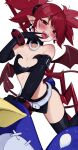  1girl absurdres bat_wings black_gloves boots demon_girl demon_tail demon_wings disgaea earrings elbow_gloves etna flat_chest gloves highres jewelry laze looking_at_viewer makai_senki_disgaea mini_wings pelvic_curtain pointy_ears prinny red_eyes redhead skull skull_earrings solo tail thigh-highs thigh_boots wings 