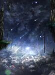  clouds cloudy_sky commentary_request fantasy floating floating_island highres night night_sky no_humans original outdoors satoji_(ochanomkmskry) scenery shooting_star sky star_(sky) starry_sky 