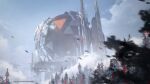  arknights arknights:_endfield blue_sky blurry clouds cloudy_sky commentary company_name concept_art copyright depth_of_field english_commentary highres no_humans official_art orb outdoors satellite_dish scenery sky tree watermark 