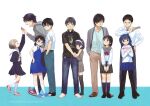  5boys 5girls age_difference alien_(movie) barefoot belt black_eyes black_footwear black_hair black_legwear black_skirt blue_eyes blue_footwear blue_hair blue_neckwear blue_serafuku blue_skirt blush bow bowtie brother_and_sister brown_footwear closed_eyes collared_shirt denim digital_media_player facial_hair full_body goatee gradient_hair grey_eyes grey_shirt grey_skirt hairband headphones headphones_around_neck high_five highres holding holding_another&#039;s_arm holding_hands holding_notebook hug jeans kneehighs light_brown_hair loafers long_sleeves looking_at_another low_twintails medium_hair multicolored_hair multiple_boys multiple_girls neck_ribbon necktie no_shoes non-web_source notebook open_mouth original pants pantyhose pink_footwear pleated_skirt profile red_footwear red_neckwear ribbon sailor_collar scan school_uniform sekiya_asami serafuku shirt shoes short_hair short_sleeves siblings skirt smile sneakers t-shirt thigh-highs twintails two-tone_background violet_eyes wavy_mouth white_legwear white_shirt zettai_ryouiki 