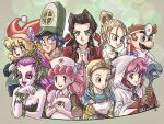  2boys aerith_gainsborough bare_shoulders blonde_hair blue_eyes breasts brown_hair character_request charlotte_(seiken_densetsu_3) chin_stroking chrono_trigger clift closed_mouth copyright_request crossover dr._mario dr._mario_(game) dragon_quest dragon_quest_iii dragon_quest_iv earrings facial_hair final_fantasy final_fantasy_vii gloves great_fairy_(zelda) green_eyes hat highres holding holding_poke_ball hood hood_up jester_cap jewelry joy_(pokemon) long_hair looking_at_viewer marle_(chrono_trigger) medium_hair multiple_boys multiple_crossover multiple_girls mustache nurse nurse_cap own_hands_clasped own_hands_together pink_hair poke_ball poke_ball_(basic) pokemon pokemon_(anime) ponytail red_headwear seiken_densetsu seiken_densetsu_3 short_hair smile super_mario_bros. the_legend_of_zelda trait_connection white_gloves white_headwear white_mage yuto_sakurai 