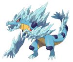 absurdres blue_theme claws commentary english_commentary fakemon feraligatr full_body highres hyshirey ice mega_pokemon official_style open_mouth pokemon red_eyes standing transparent_background 