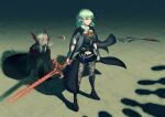  arm_guards blue_eyes broken_mask byleth_(fire_emblem) byleth_eisner_(female) cloak edelgard_von_hresvelg enlightened_byleth_(female) fire_emblem fire_emblem:_three_houses flame_emperor mask protecting serious shadow silver_hair spoilers sword sword_of_the_creator tenchi666 violet_eyes waist_cape weapon 
