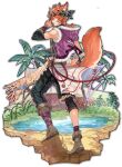  animal_ears artist_request bandana boots braid braided_ponytail coconut coconut_tree crate ein_(mahjong_soul) facial_hair facial_mark fox_ears fox_tail game_cg grass grin highres holding holding_polearm holding_weapon jacket leaf looking_back mahjong mahjong_soul official_art orange_hair palm_tree plant polearm pond purple_jacket simple_background smile solo spear tail tenbou third-party_source transparent_background tree water weapon yellow_eyes 