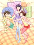  animal_ears bed blue_legwear braid cat_ears clothes_grab frilled_skirt grab hidaka_ai idolmaster idolmaster_dearly_stars leg_warmers lying minzou mizutani_eri multicolored_legwear on_back on_side pantyhose pillow pink_legwear sleeping striped striped_legwear thigh-highs thighhighs trap zettai_ryouiki 