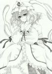  bad_id breasts ghost graphite_(medium) hat highres huge_breasts japanese_clothes lilyvanilla saigyouji_yuyuko solo touhou traditional_media 