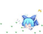 blue_eyes blue_hair bow butterfly cirno touhou 