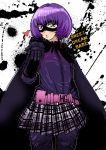  blown_kiss butcherboy cape english gloves hand_on_hip heart hit-girl kick-ass mask purple_hair skirt 