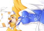  blush breasts fox_tail hat lying multiple_tails rino_(tisato) short_hair tail touhou yakumo_ran yellow_eyes 