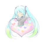  blue_hair closed_eyes detached_sleeves hatsune_miku heart hitode_ikura. long_hair smile twintails vocaloid 