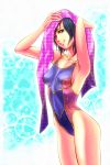  blue_hair competition_swimsuit highres non_(nonbiriya_mini) one-piece_swimsuit short_hair swimsuit towel wet 