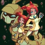  android blue_eyes boots child dark_skin hair_ornament hairclip helmet johnnie key red_eyes red_hair redhead robot robot_arm robotic_arms sari_sumdac short_twintails thighhighs time_paradox transformers transformers_animated twintails 