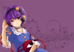  choker eyes hairband headphones heart komeiji_satori purple_hair r2sais short_hair solo touhou 