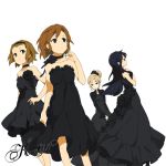  bare_shoulders black black_dress black_eyes black_hair blonde_hair blue_eyes brown_eyes brown_hair choker dress formal hirasawa_yui k-on! kotobuki_tsumugi long_hair min_(minyinr) short_hair sleeveless tainaka_ritsu 