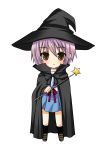  brown_eyes cape chibi grey_hair hat nagato_yuki school_uniform short_hair suzumiya_haruhi_no_yuuutsu wand witch witch_hat 
