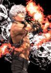  gloves k&#039; k' king_of_fighters male short_hair snk torn_clothes white_hair yorozu 
