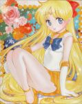  ass bishoujo_senshi_sailor_moon blonde_hair bow flower long_hair miniskirt sailor_moon sitting 