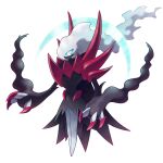  absurdres bangs blue_sclera claws colored_sclera commentary crescent darkrai english_commentary fakemon floating full_body highres hyshirey long_hair mega_pokemon no_humans official_style pokemon solo transparent_background white_eyes white_hair 