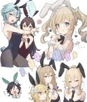  ! !! ... 1boy 6+girls ? amber_(genshin_impact) animal_ears barbara_(genshin_impact) black_hair blonde_hair blue_eyes blue_hair blush breasts brown_eyes brown_hair closed_eyes commentary_request elbow_gloves eula_(genshin_impact) eyebrows_visible_through_hair fake_animal_ears fake_tail genshin_impact gloves green_eyes hair_between_eyes heart highres honotai jean_(genshin_impact) lisa_(genshin_impact) long_hair looking_at_viewer lumine_(genshin_impact) medium_breasts multiple_girls open_mouth pantyhose playboy_bunny ponytail rabbit_ears rabbit_tail simple_background speech_bubble tail translation_request twintails venti_(genshin_impact) white_background wrist_cuffs yellow_eyes 
