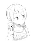  1girl collarbone cropped_torso dress drill_hair expressionless eyebrows_visible_through_hair greyscale idolmaster idolmaster_cinderella_girls looking_away medium_hair monochrome morikubo_nono ringlets simple_background sketch solo uccow upper_body 