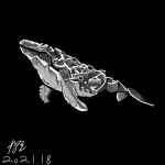  abstract animal animal_focus artist_name black_background commentary_request dated full_body greyscale haembokeyo korean_commentary monochrome no_humans original signature simple_background whale 