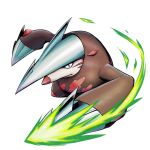  black_eyes claws closed_mouth commentary_request energy excadrill full_body highres incoming_attack looking_at_viewer no_humans pokemon pokemon_(creature) show_(syota27ss) simple_background solo spikes white_background 