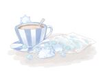  ^_^ bag black_eyes closed_eyes commentary_request cup eating happi_xfyg happy plastic_bag pokemon pokemon_(creature) saucer snom spoon tea teacup white_background 
