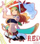  1girl belt breasts choker electricity gloves hat large_breasts long_hair midriff nami_(one_piece) one_piece one_piece:_film_red orange_eyes orange_hair pirate pirate_hat skirt solo sword taku_(aywakutakuay) tattoo thigh-highs under_boob weapon 