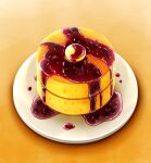  absurdres berry blueberry butter candy commentary_request food food_focus fruit highres laia_alkaloid no_humans original pancake plate sweets syrup 