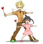  braids brother_and_sister cute gouenji_shuuya gouenji_yuuka inazuma_eleven pose siblings wand 