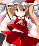 favfavver2 flandre_scarlet hat highres navel open_mouth red_eyes side_ponytail solo touhou wings 