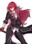  aya_(min412) bad_id formal genderswap glasses long_hair red_hair redhead richter_abend sword tales_of_(series) tales_of_symphonia tales_of_symphonia_knight_of_ratatosk weapon white_background 
