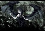  armband black_hair black_wings fabled_grimro feathers highres jewelry necklace pointy_ears shintani_tsushiya wings yuu-gi-ou yuu-gi-ou_duel_monsters 
