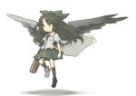  black_hair bow cape face flying hair_bow lastswallow reiuji_utsuho touhou weapon wings 