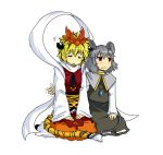 animal_ears blonde_hair blush cat_ears cat_tail closed_eyes grey_hair hair_ornament intertwined_tails jewelry kemonomimi_mode mouse_ears mouse_tail multiple_girls nazrin necklace red_eyes sleeping tail tiger_tail toramaru_shou touhou yoglasses