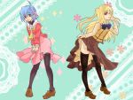  ayasaki_hayate cosplay crossdressinging dress dress_lift hayate_no_gotoku! katsura_hinagiku katsura_hinagiku_(cosplay) maria_holic multiple_boys school_uniform shidou_mariya skirt skirt_lift thigh-highs thighhighs trap wink xzonex 