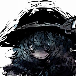  abstract bad_id blue_eyes blue_hair f7(eiki) hat komeiji_koishi touhou 