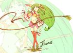  feena grandia grandia_i green_hair hair_ornament legs long_hair navel solo sones thighhighs weapon whip zoom_layer 