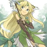  blue_eyes bridal_gauntlets face feathers head_wings lastswallow long_hair polearm riesz seiken_densetsu seiken_densetsu_3 spear weapon 