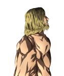  1boy absurdres beard blonde_hair brown_hair daisx_(dais0115) facial_hair highres long_hair looking_to_the_side male_focus muscular muscular_male mustache nude official_style shingeki_no_kyojin solo staring surprised upper_body zeke_yeager 