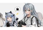  2girls 4girls alternate_costume alternate_hairstyle animal_ears backpack bag black_cat camera cat cat_ears cat_tail fake_animal_ears fake_tail g11_(girls&#039;_frontline) girls_frontline hk416_(black_kitty&#039;s_gift)_(girls&#039;_frontline) hk416_(girls&#039;_frontline) lolita_fashion messy_hair multiple_girls sweatdrop tail teardrop younger yuki_hotaru 