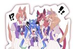  ! !! !? 4girls animal_ears bangs blue_eyes blue_hair brown_hair cabbie_hat cup ear_covers food glasses hair_ornament hairclip hat heterochromia highres holding holding_cup holding_food horse_ears horse_girl horse_tail ice_cream ikuno_dictus_(umamusume) jitome long_hair matikane_tannhauser_(umamusume) mayana_(bbpp) multicolored_hair multiple_girls nice_nature_(umamusume) open_mouth purple_shirt redhead round_eyewear sailor_collar school_uniform sharp_teeth shirt skirt stiff_tail streaked_hair surprised sweatdrop tail tearing_up teeth tracen_school_uniform twin_turbo_(umamusume) twintails umamusume upper_body violet_eyes white_skirt wide-eyed 