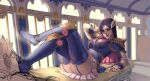  ass battle_academia_caitlyn caitlyn_(league_of_legends) ddlggoddadda feet_up highres league_of_legends pink_hair smile 